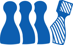 A striped chess pawn standing out among a line of solid-colored pawns