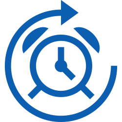 Analog clock circumcribed by a curved arrow